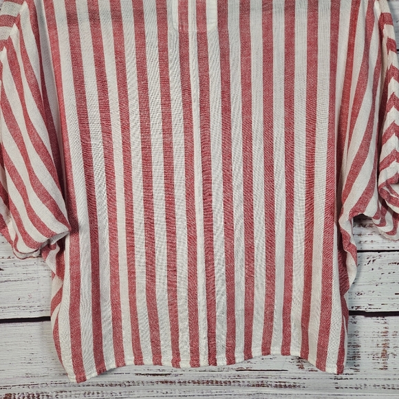 Rails Thea Carmine stripe button up tie top - Picture 12 of 15